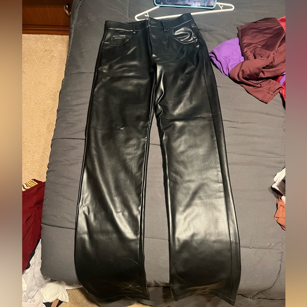 Zara black leather pants